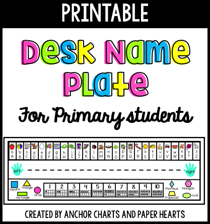 Primary Classroom Desk Name Plates - Printable Digital Download