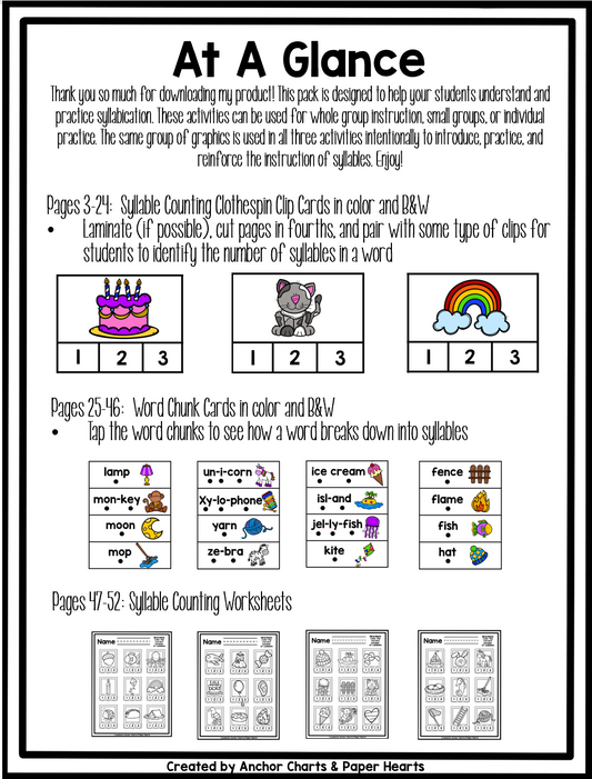 Clap It Out! Syllable Activities and Worksheets | Printable Syllable Practice for PreK‑2