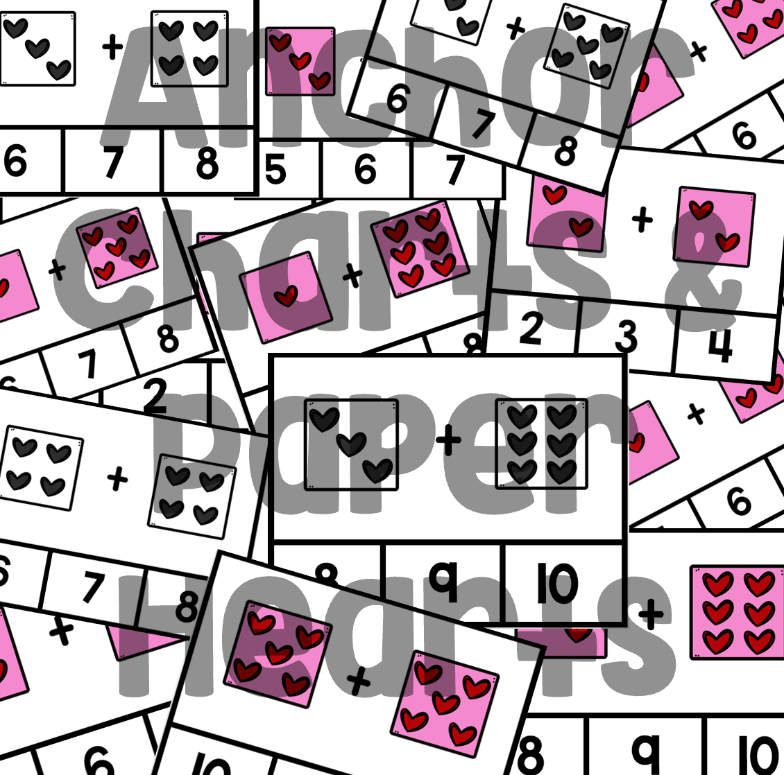 Valentine’s Day Addition Clip Cards | Printable Math Center Activity for PreK–2