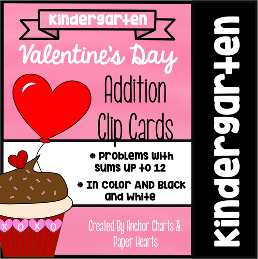 Valentine’s Day Addition Clip Cards | Printable Math Center Activity for PreK–2